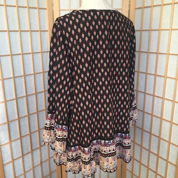 C.O.C Boho Style Curvy Fit Print Top SZ 1XL - Picture 6 of 8